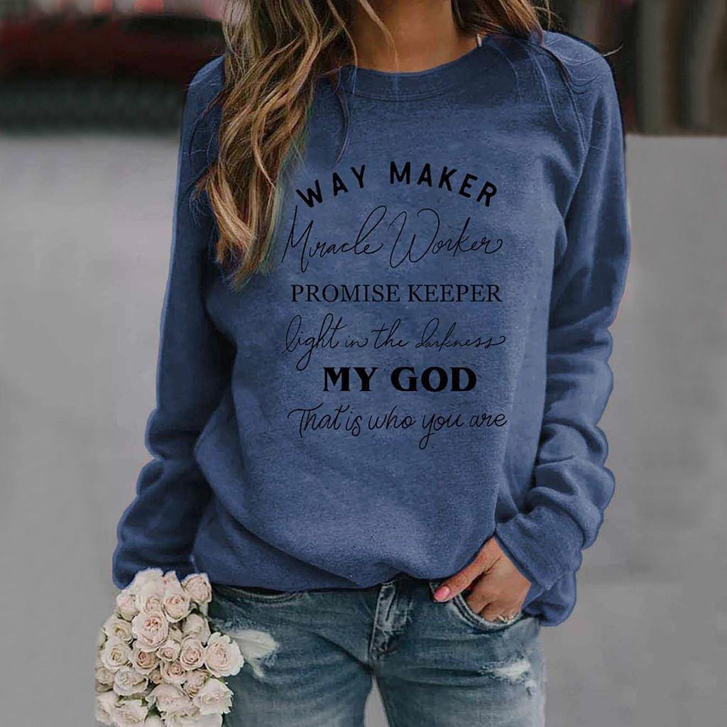 Women Letter Print Sweatshirt  Long Sleeve Top Blouse