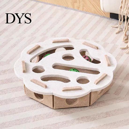 Mentales Stimulations-Katzen-Spielzeug Kratz-Labyrinth Interaktiver Filz-Nagelfeiler Selbstspiel-Box mit Kratzfläche und Spiel 3 Glöckchenbälle für Wohnungskatzen Stimuliert Kätzchen