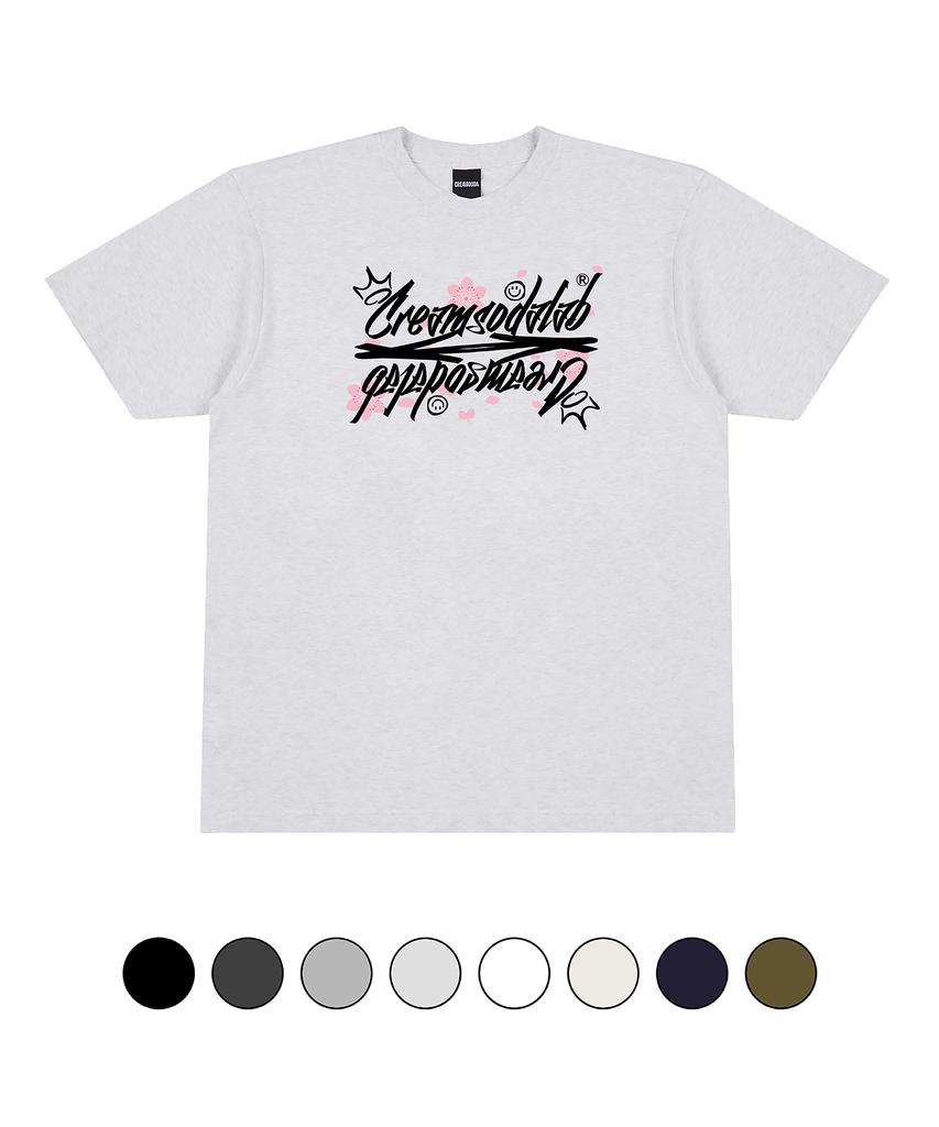 CREAM SODA LAB Crsdel Logo Happiness Spring Short Sleeve T-Shirt (Type A)