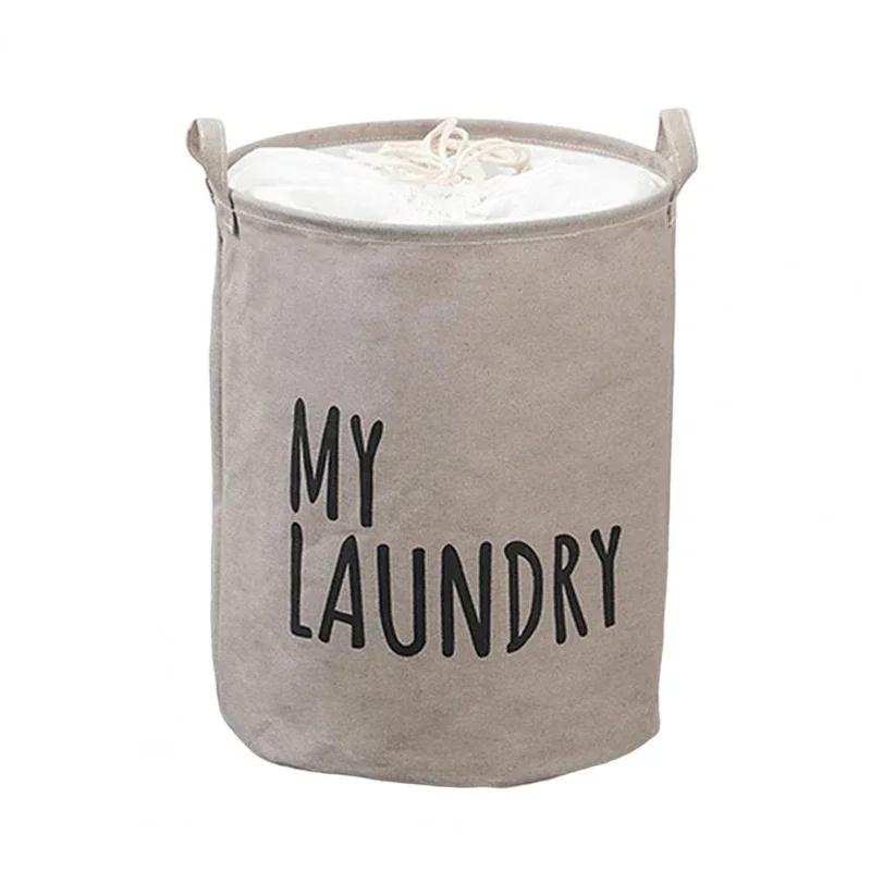Large Laundry Basket With Drawstring Foldable Fabric Laundry Hamper With Handles Dustproof And Moisture-proof Storage Basket