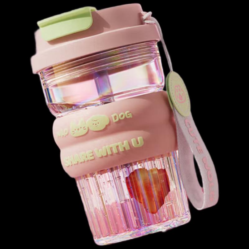 RELEA Colorful Peach Tea Infuser Glass Cup