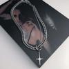 Rough Cuban Chain Quadruple Cross Necklace Ins Hip Hop Cool Trendy Versatile Fashion Accessories Pendant