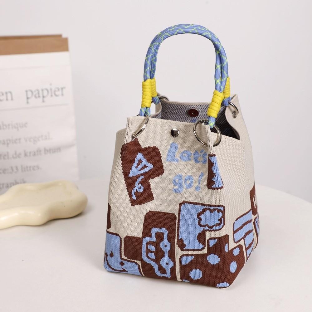 

Storage Bag Knit Tote Bag Lightweight Gingerbread Man Ring Buckle Bag Large Capacity Christmas Elk Magnetic Buckle Bag Commuting