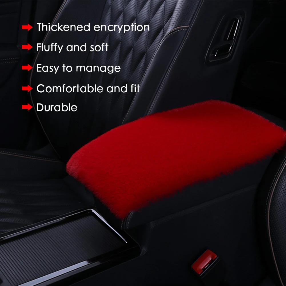 Funda de Almohadilla Universal de Felpa de Piel Sintética Suave para Caja Apoyabrazos de Coche Cubierta para Caja de Consola Central Cojín de Almohadilla para Apoyabrazos Accesorios de Interior para Coche para Mujeres