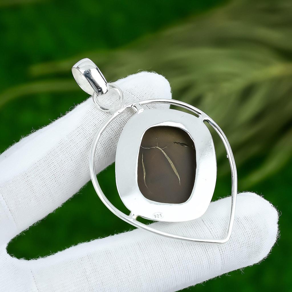 925 Sterling Silver Moroccan Mud Crack Fossil Gemstone Birthday Pendant Jewelry