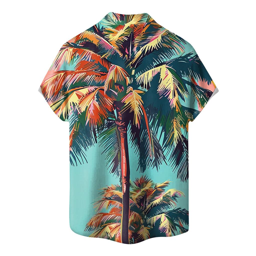 Hemd für Herren, lässige Mode, Sommer, kurzärmelig, mit Knöpfen, bedruckt, T-Shirt