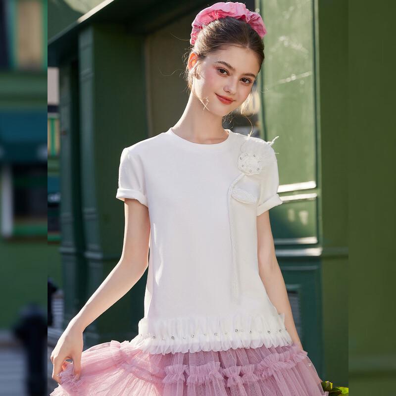 Bailuyu Sweet Floral Pullover Short Sleeve T-Shirt M