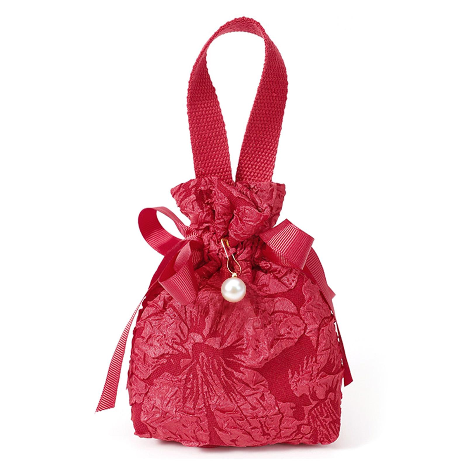 

1PC Fabric Bag Traditional Chinese Wedding Drawstring Candy Gifts Packaging Bag For Wedding Birthday Party Decor Jewelry Pouches As Shown