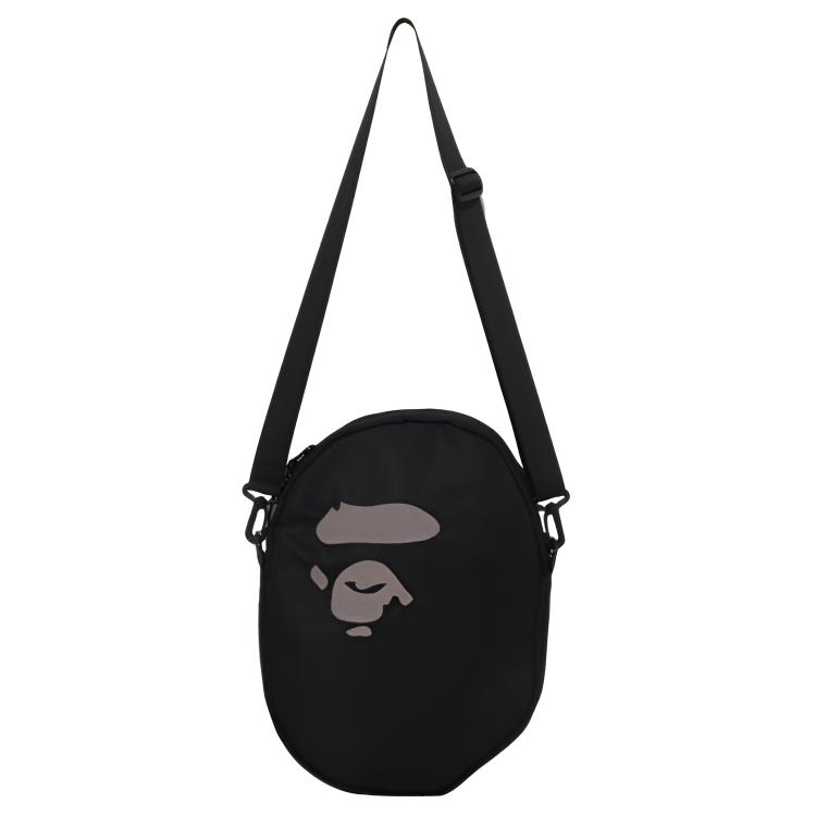 A Bathing Ape Ape Head Print Fabric Crossbody Bag Unisex bags Black Brown 0ZXBGM006901Q Coffee