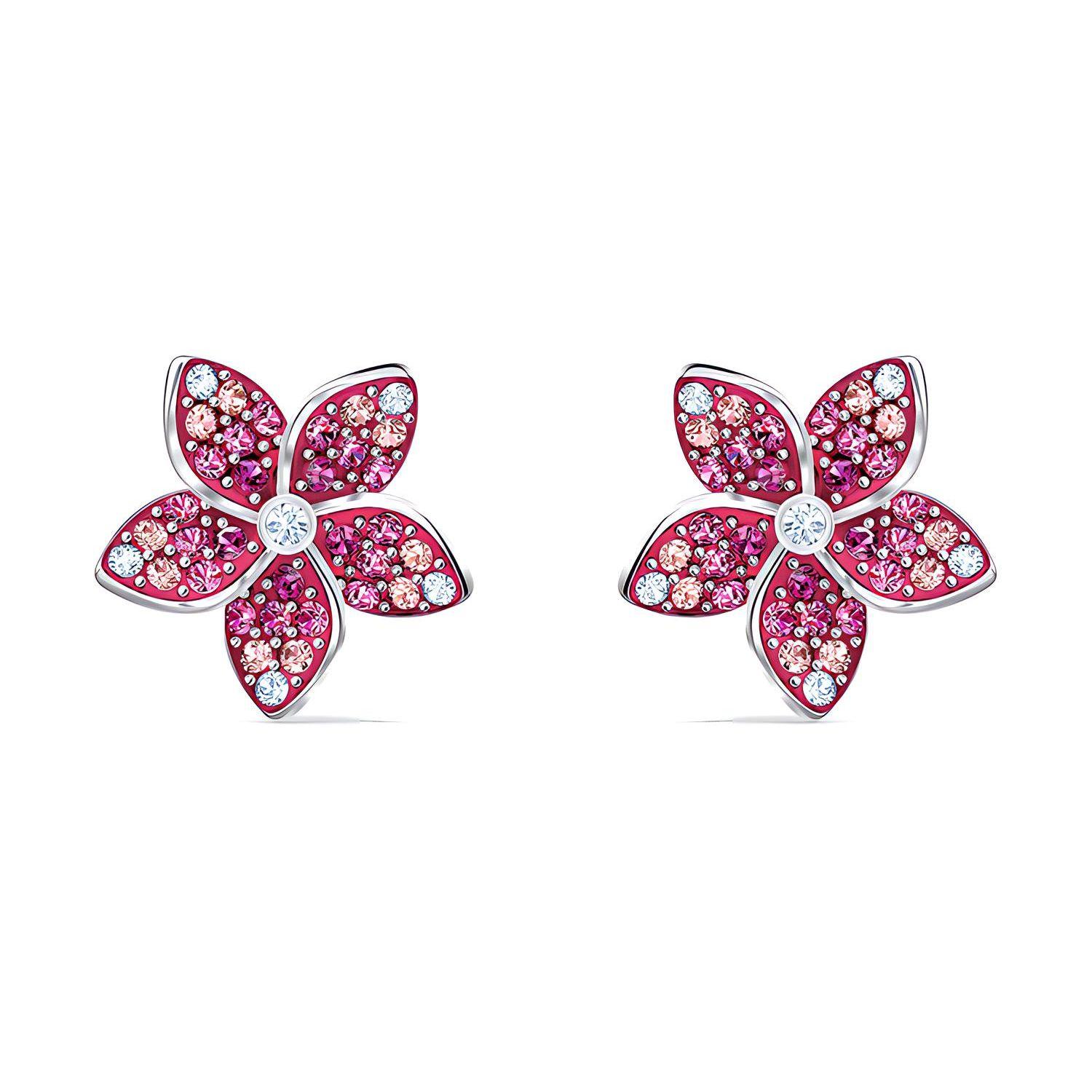 Swarovski Tropical Flower Rhodium-Plated Earrings Women earrings Pink 5519254 Pink