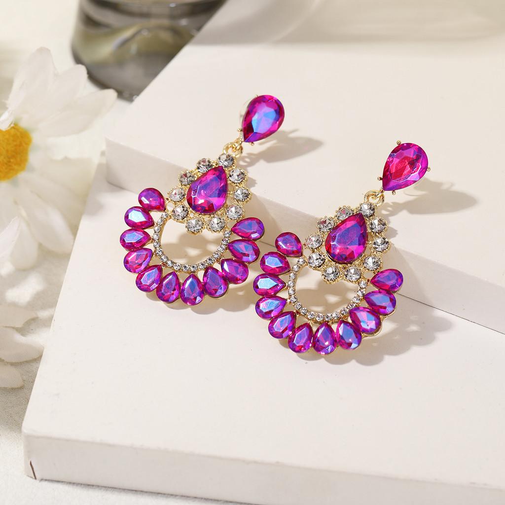 Orecchini Geometrici in Lega a Forma di Goccia d'Acqua per Donna con Pendente in Cristallo Gioielli Regalo per l'Estate