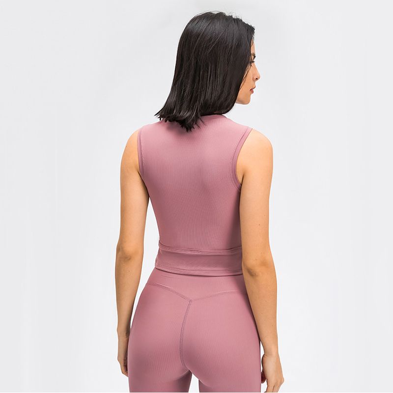 Sleeveless Yoga Vest Women's Chest Pad Outwear Skinny Long Sleeveless Running Sports Workout Clothes Tops Summer