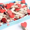 50Pcs Wooden Colored Love Heart Photo Clip Memo Paper Diy Photo Clips Wedding Decoration Postcard Clips Clothespin Home Decor