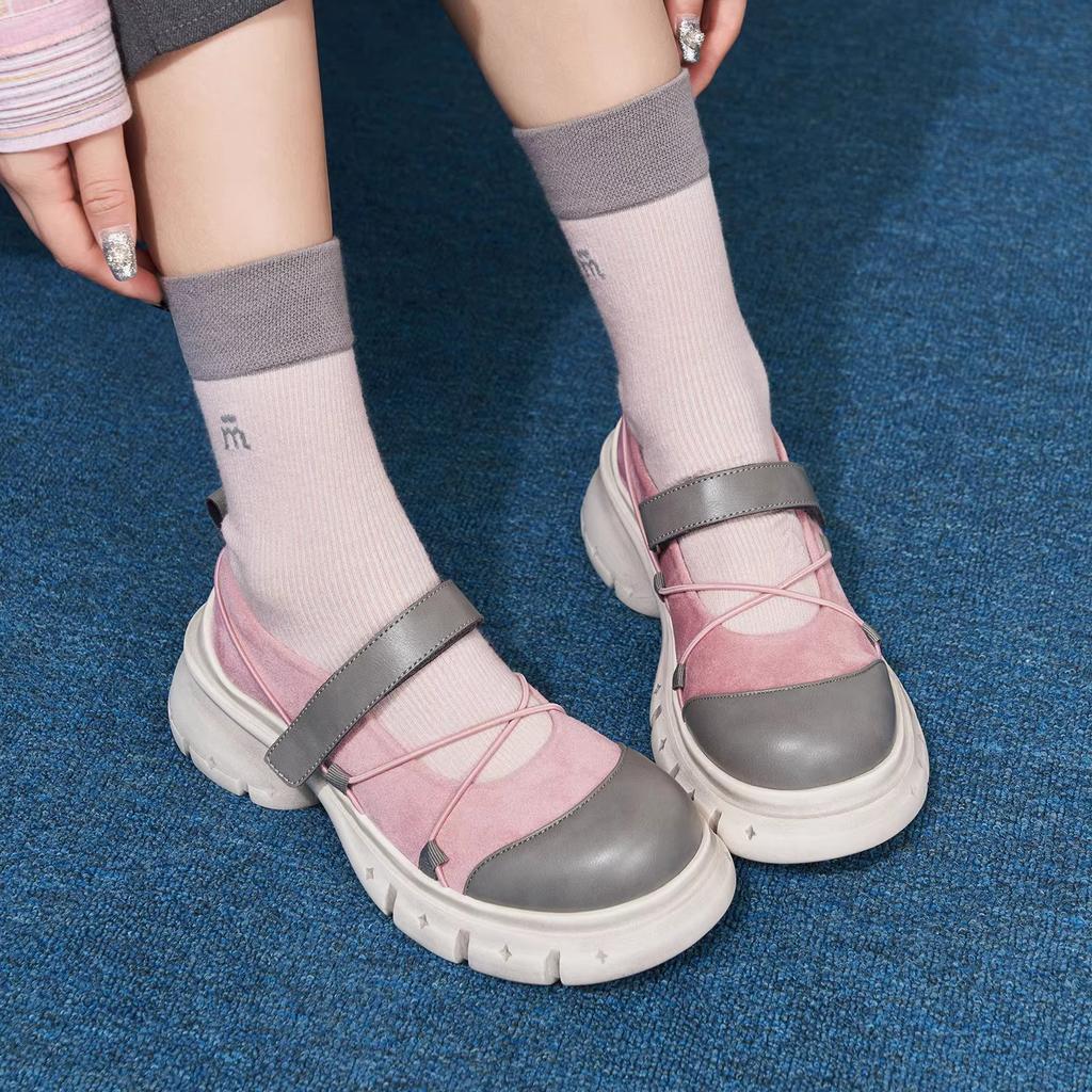 [Star of the Same Style] Horse Speedism 2025 Versatile Mary Jane Shoes Height-increasing Platform Shoes Small Leather Shoes Single Shoes Women's S