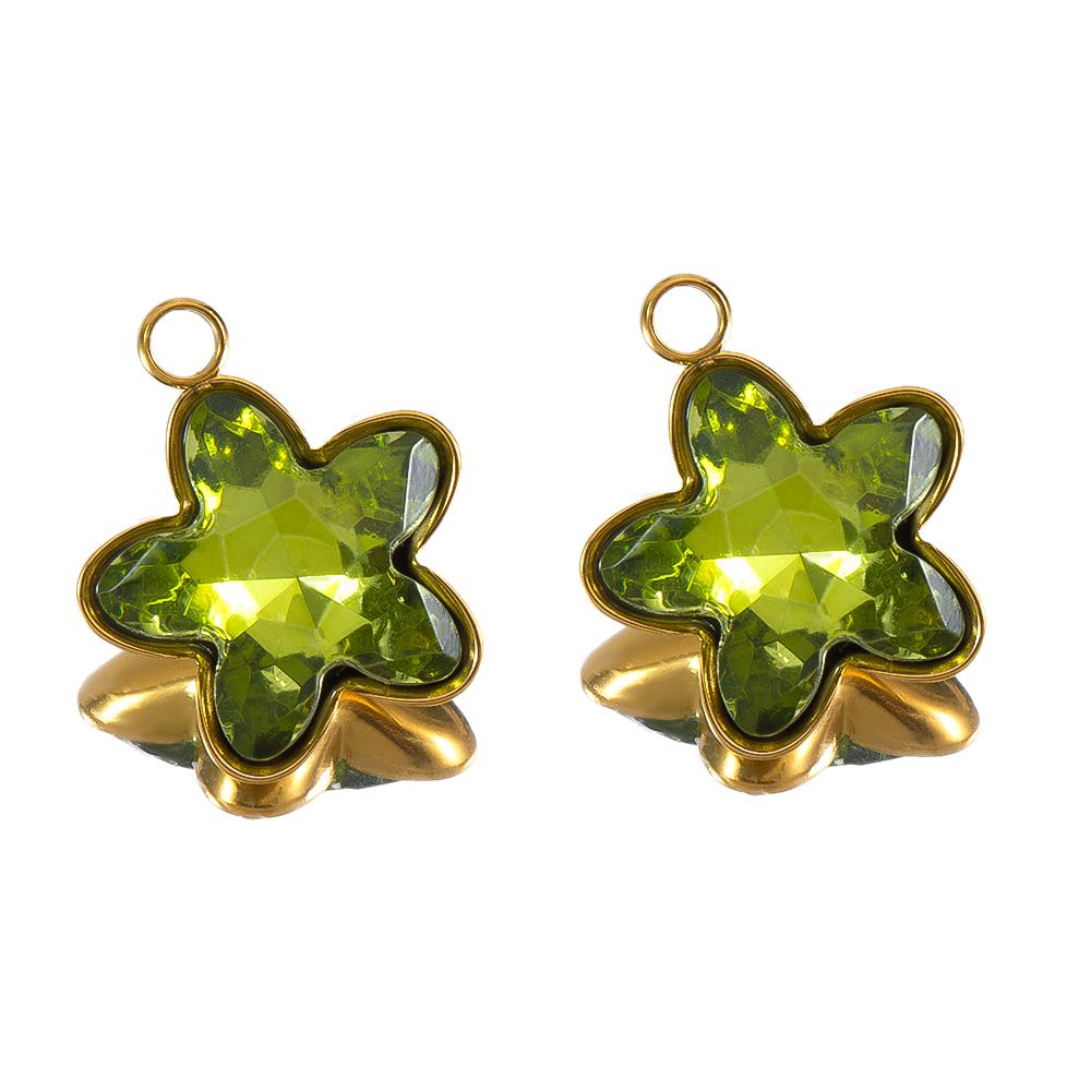 5pcs Colorful Crystal Charms Stainless Steel Geometry Oval Star Flower Charm Earrings Pendants for DIY Necklace Jewelry Findings