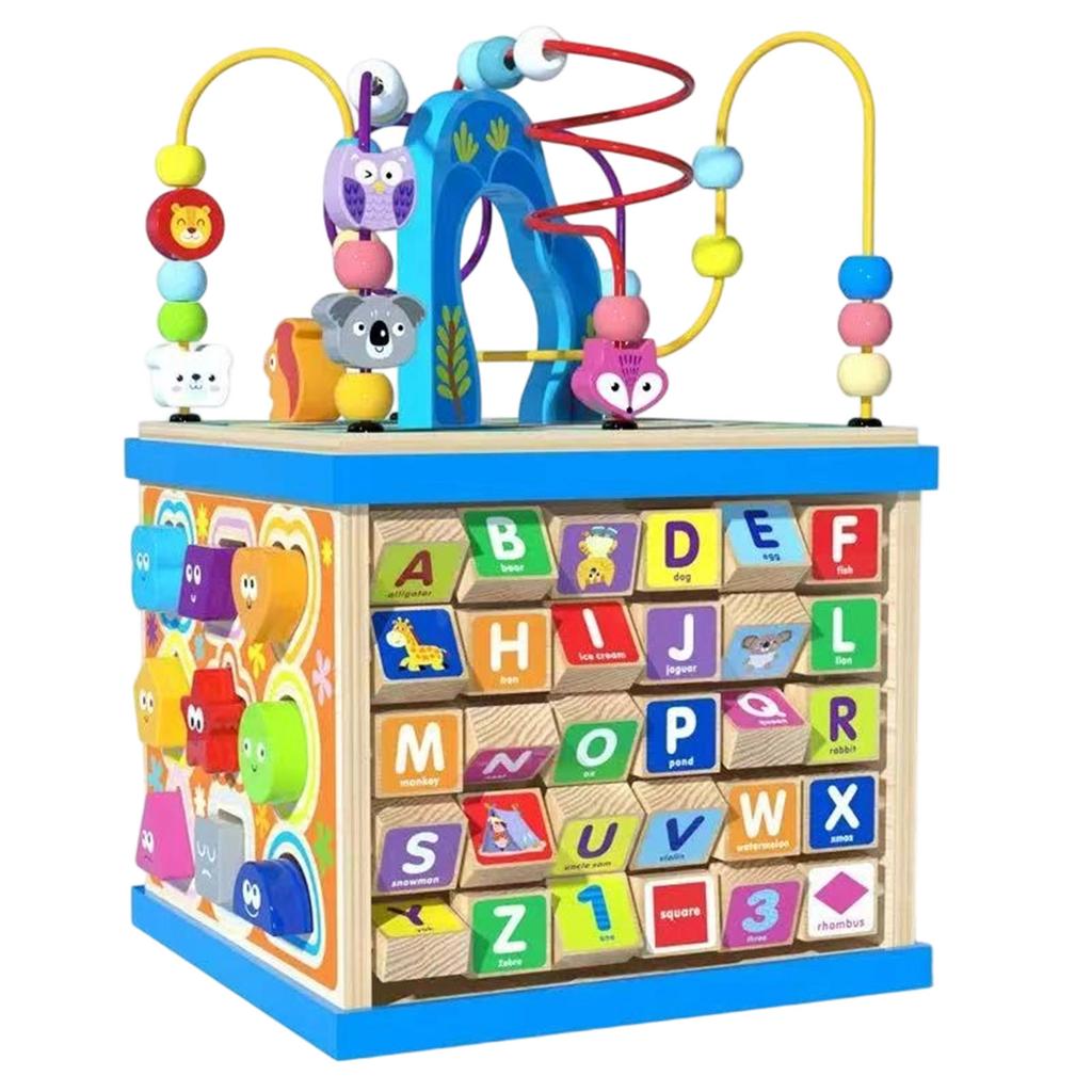 Children's Wooden Early Education Multifunctional Tapping Piano Gear Walking Cart, Baby Baby Rollover Walking Hand Push Assisted Walking Cart