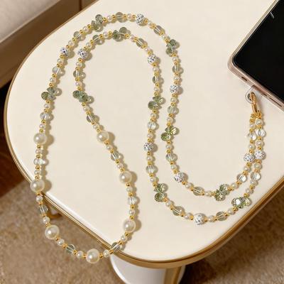 High-End Crystal Pearl Crossbody Phone Chain Lanyard - Wear Around Neck, Long Anti-Lost Charm