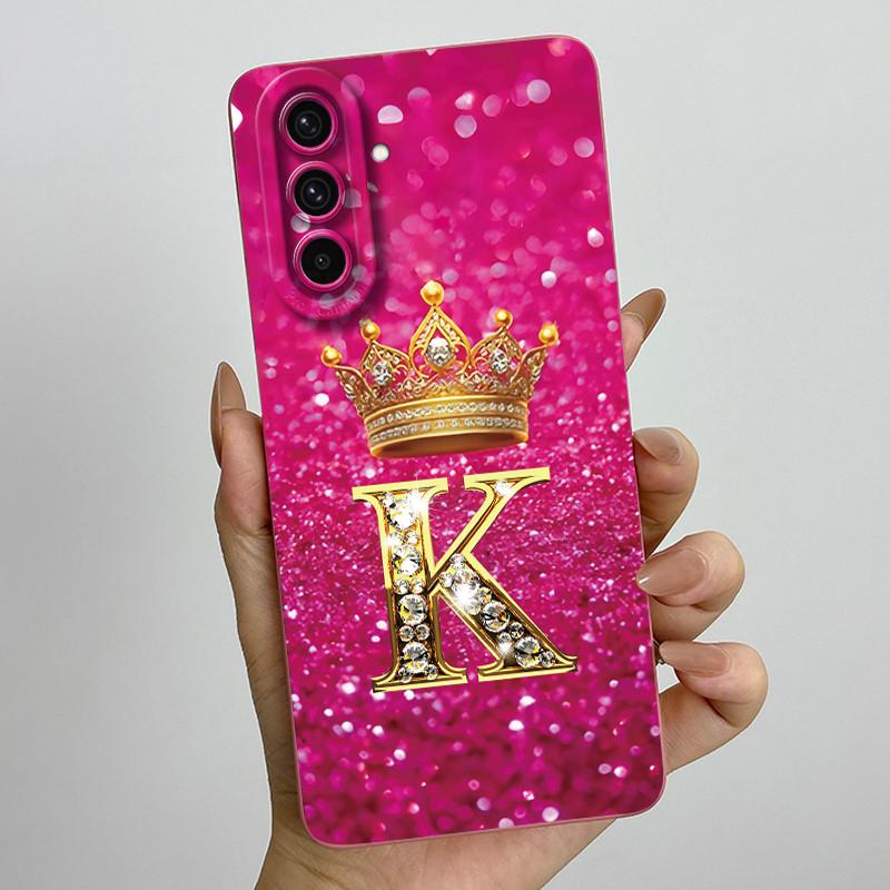 For Samsung Galaxy A37 A57 5G 2025 Crown Initial Letter Couple Phone Case SM-A376B SM-A5760 Soft Silicone Lens Protective Casing