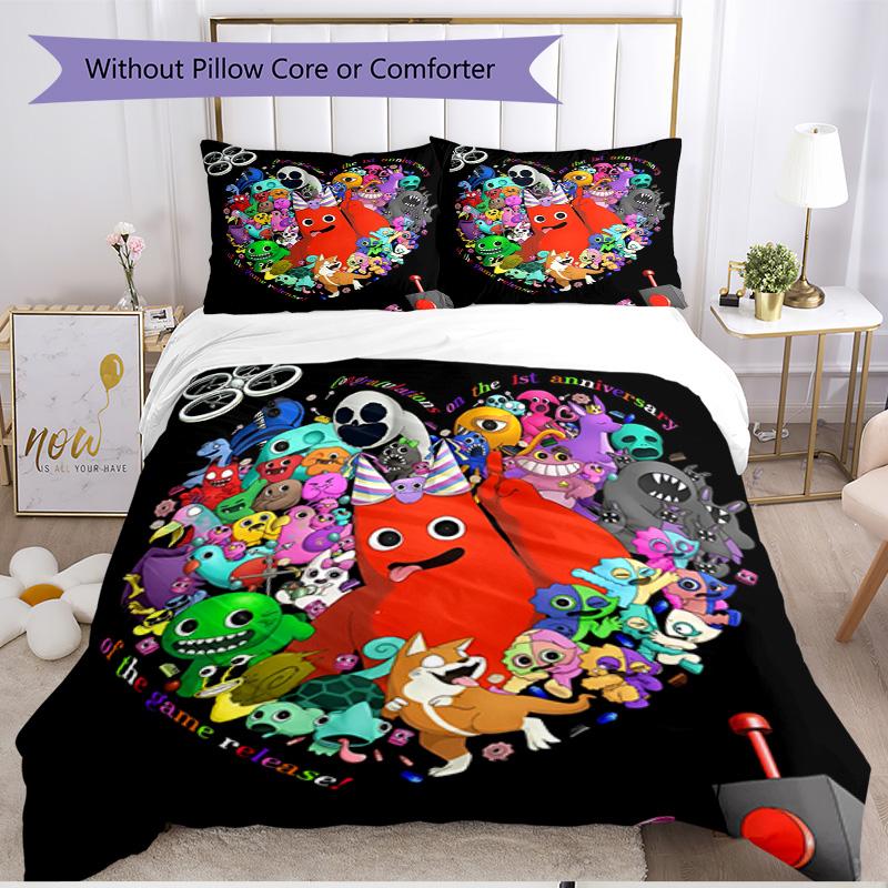 3pcs Duvet Cover Set (1*Duvet Cover + 2*Pillowcase, Without Core), Game Rainbow Friends Print Soft All‑Season Bedding Set, Home Bedroom Decor Gift