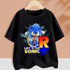Sonics T-shirt for Children Cartoon A-Z Letter Tee Top Round Collar Clothing Summer Short Sleeve Kids Anime Partern Clothes Gift