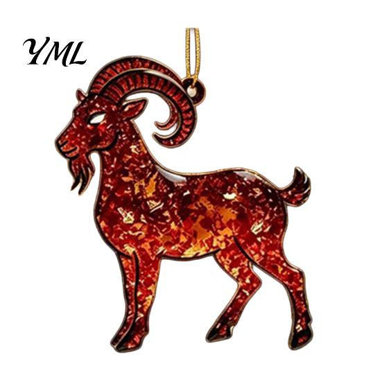 Christmas Gift for Friends Goat Tree Hanging Ornaments, Decorative 2D Flat Acrylic Themed Craft Supplies Pendant Holiday Party Home Decor, Lightweight