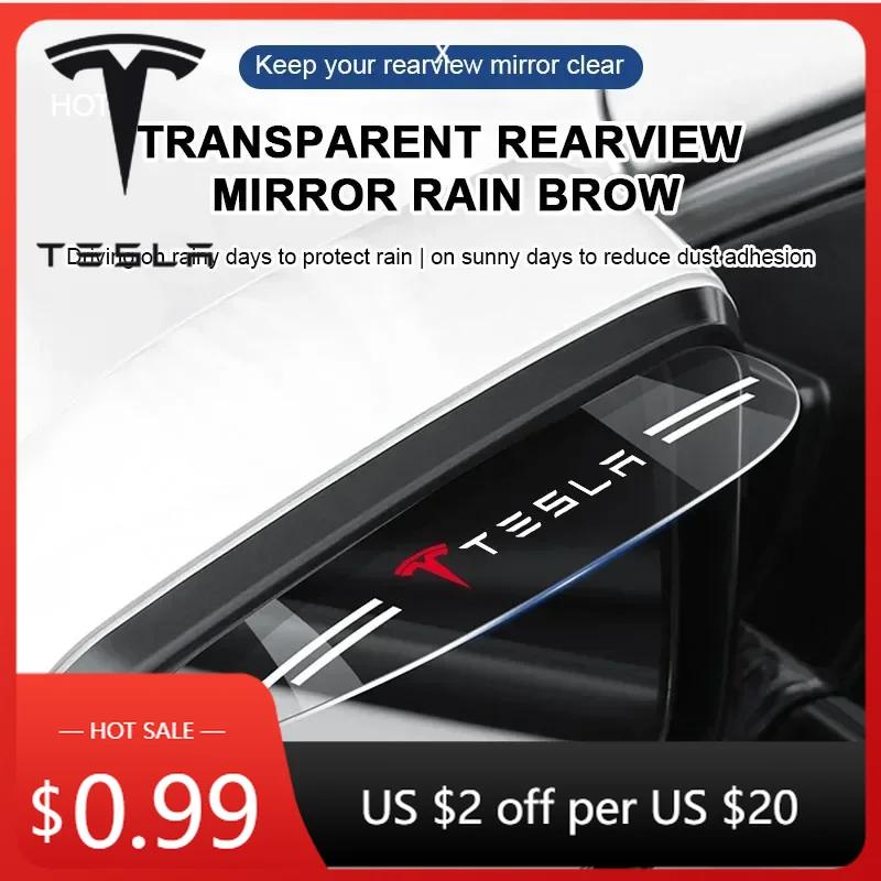 Autoaufkleber 2025 Neu Tesla 2 Stück Auto-Rückspiegel-Regenaugenbrauenabdeckung Regendichter Seitenblech-Aufkleber für Tesla Model 3 2021 S X