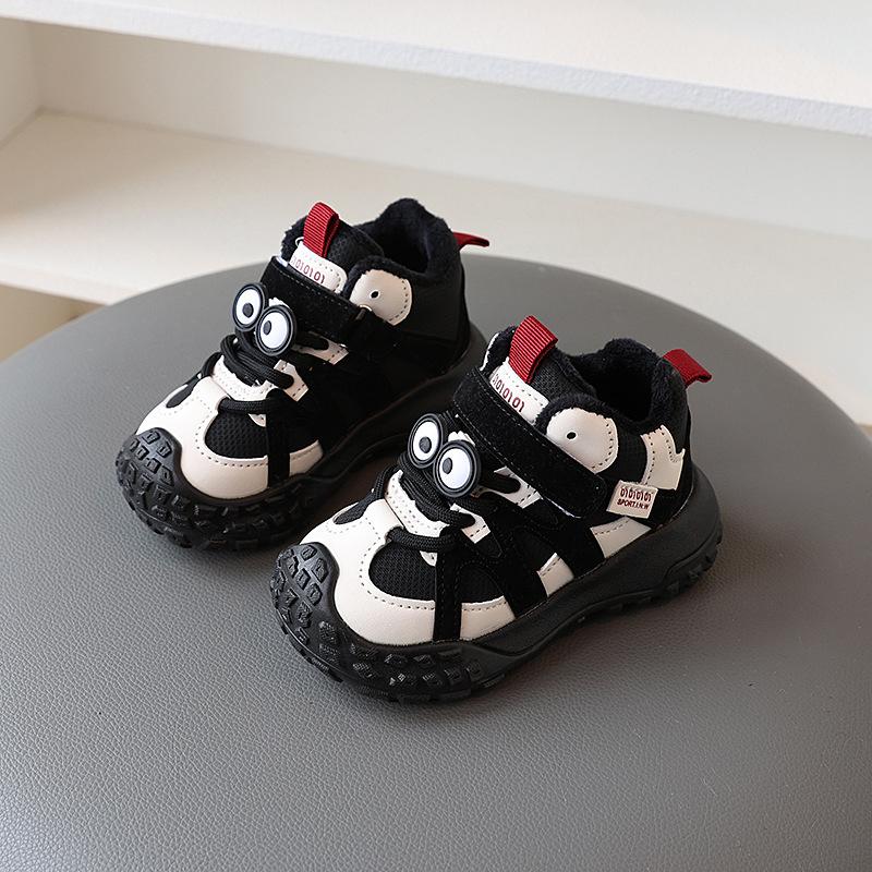 Winter Kids Fleece Sneakers Boys Girls Cartoon Dad Shoes Warm Non Slip Toddler Running Trainers