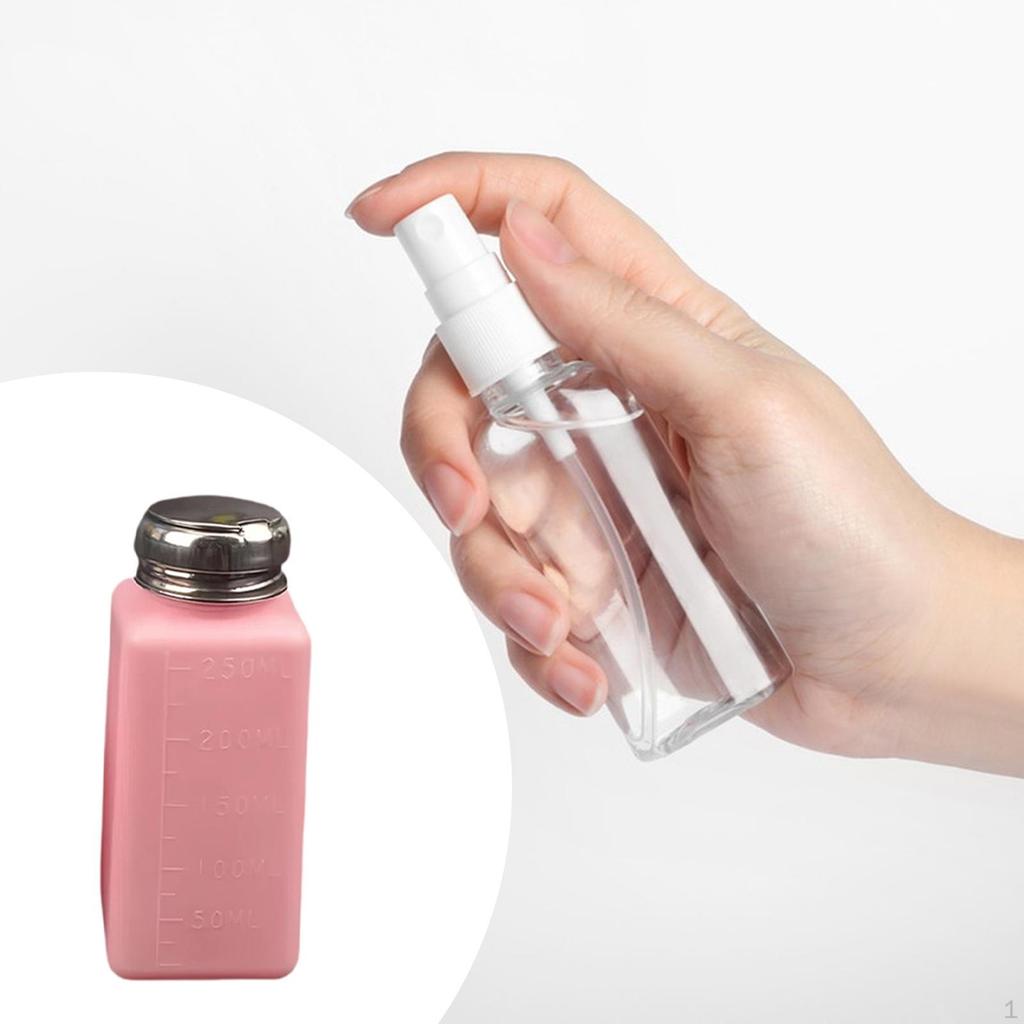 Alcohol Pump Dispenser Bottle for Makeup Remover In Pink