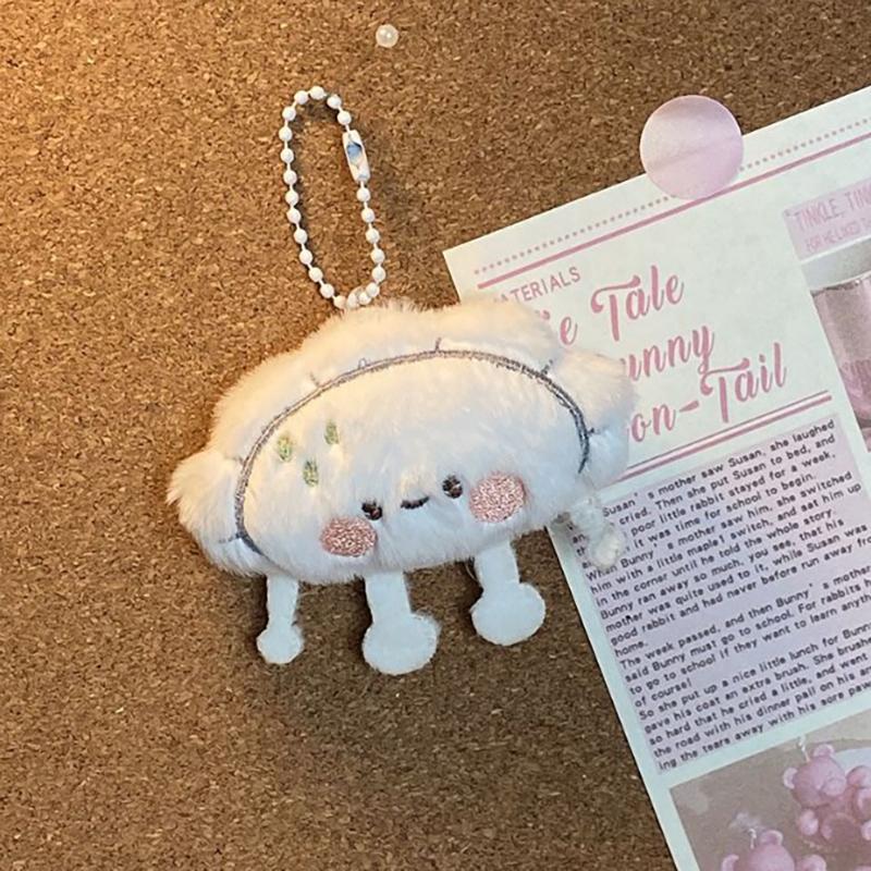 Cute Sushi Dumpling Food Doll Keychain Girls Cartoon Soft Stuffed Plush Keyring Women Bag Accessories