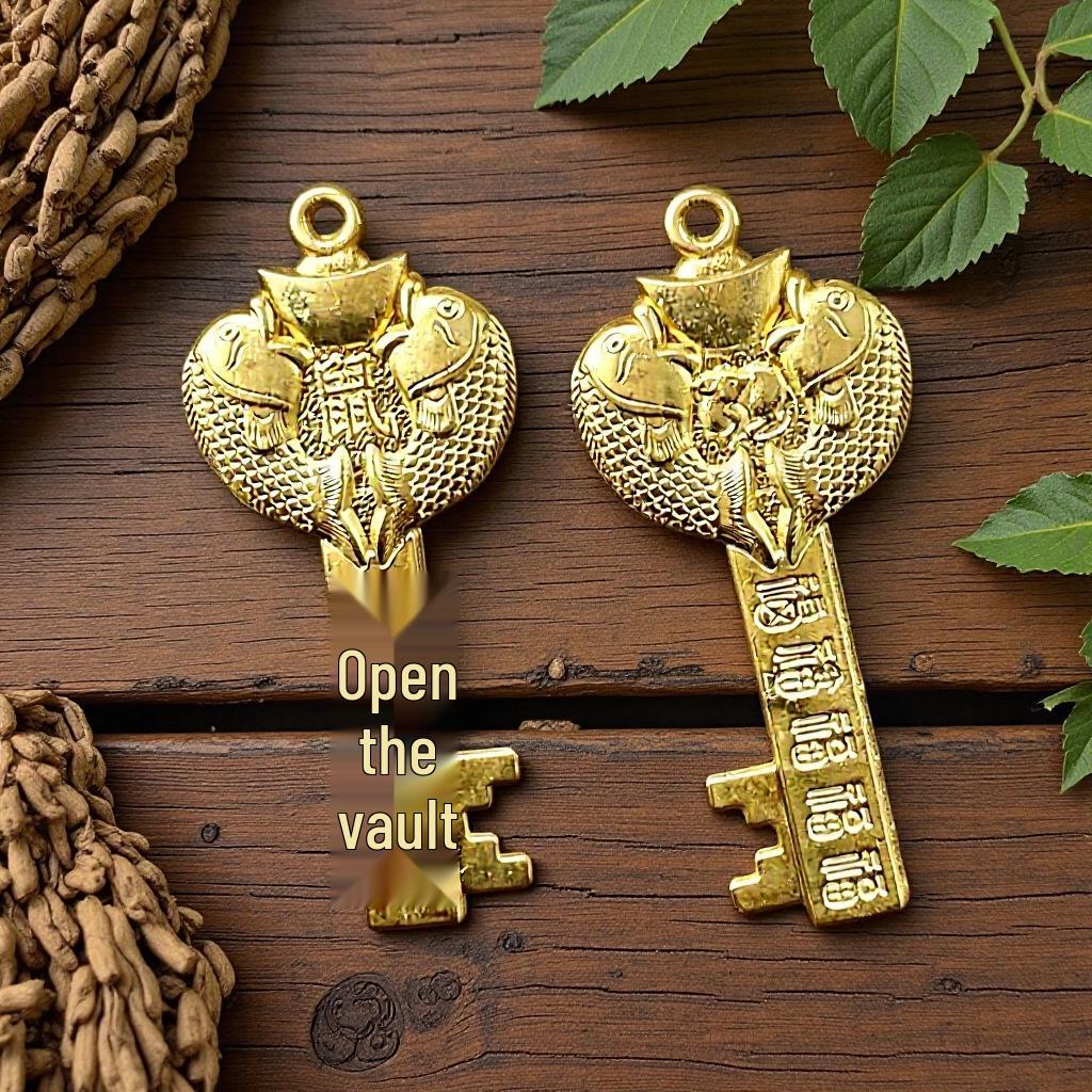 Golden Key Photo Frame Ornament - Zodiac Opening Gift & Wealth Decor