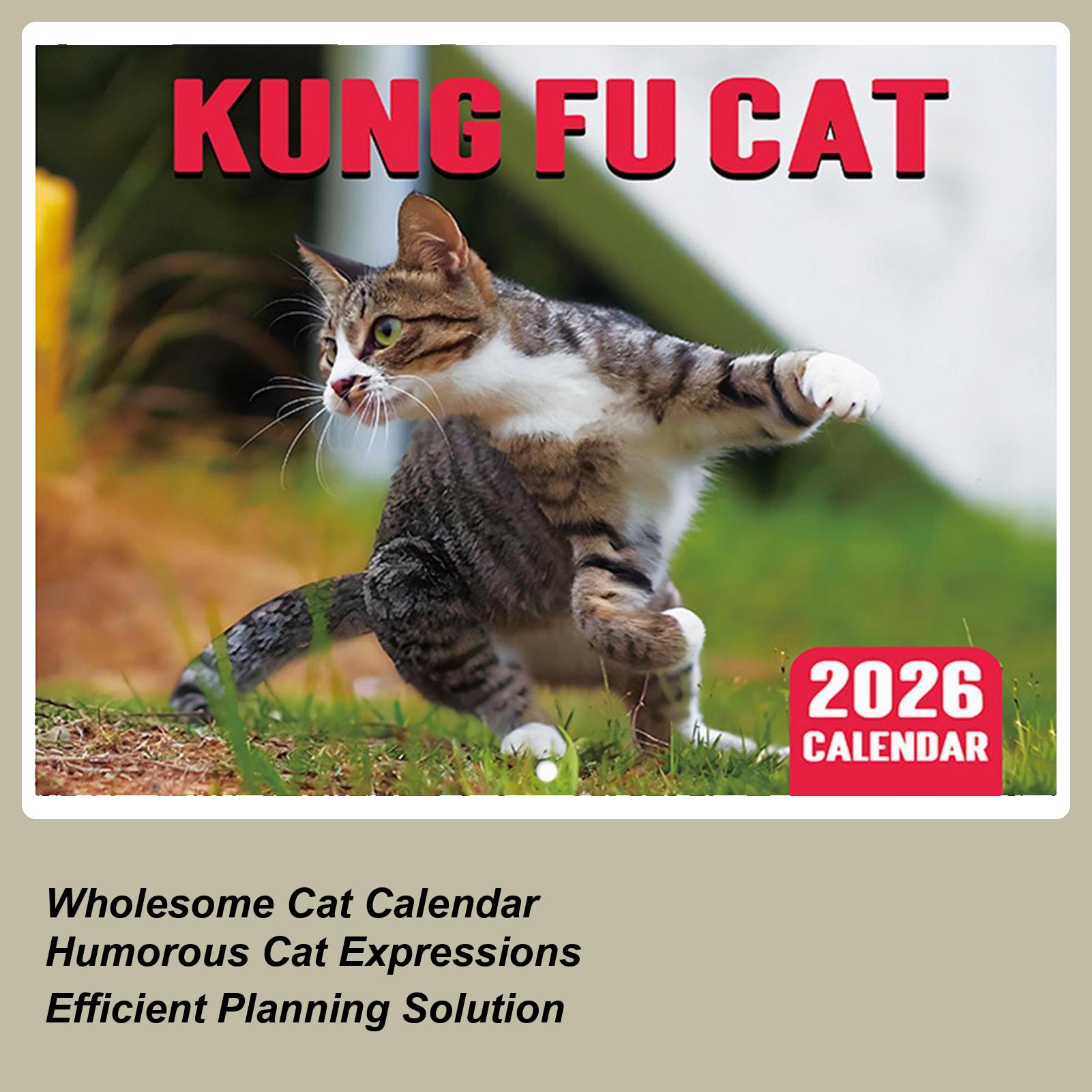 2026 Kung Fu Cat Calendar New Year Wall Calendar Fun Cat Themed Gifts for Cat Lovers New Year Christmas Gifts China Mainland