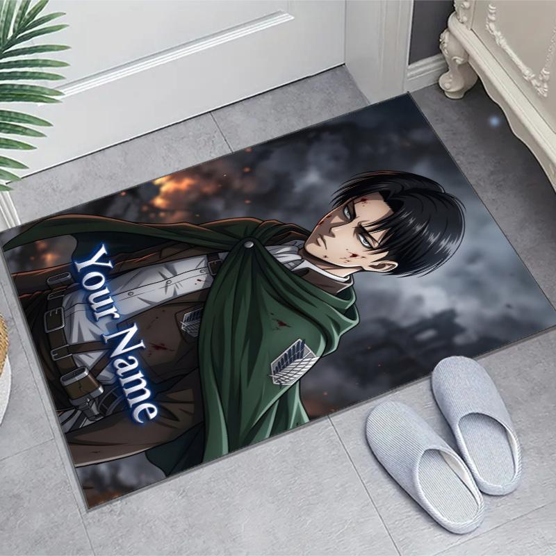 Attack on Titan Design Area Rug Personalized Name- Non-Slip, Soft & Cozy Floor Mat for Living Room, Office - Indoor/Outdoor Carpet