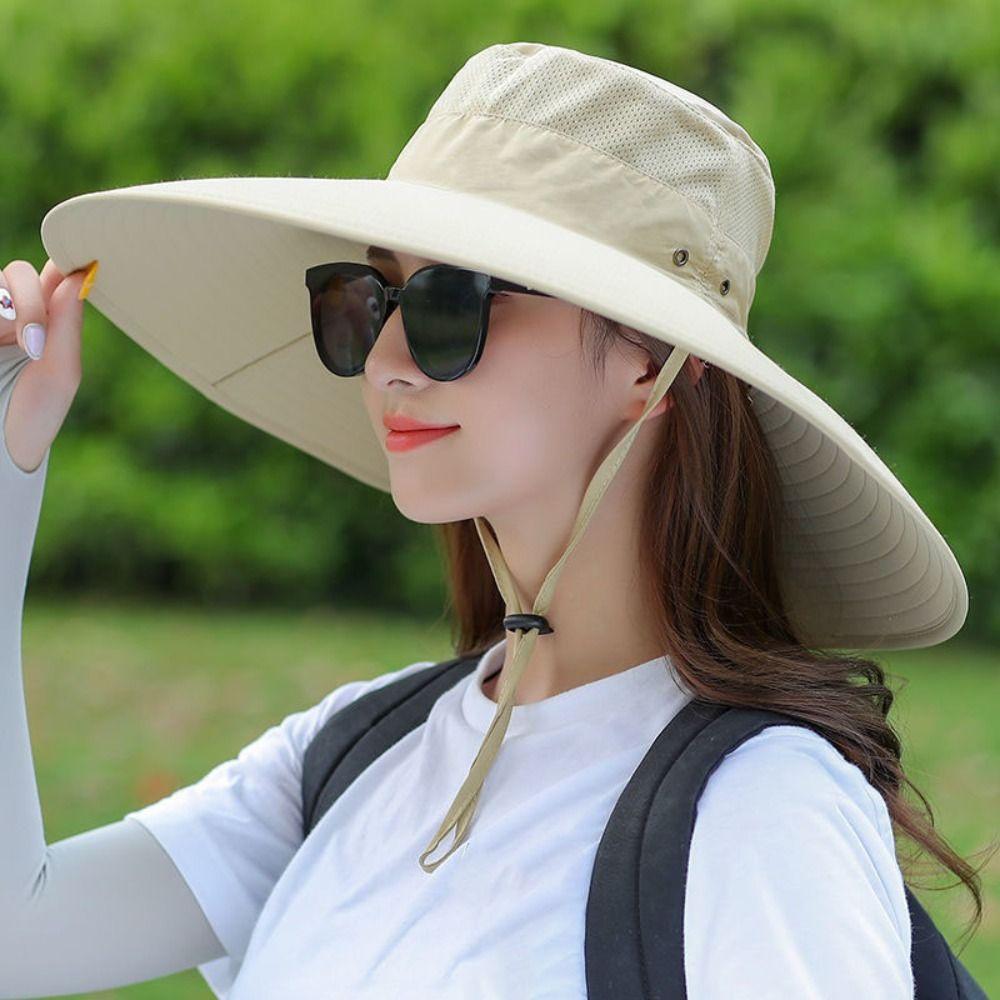 Wide Brim Mesh Fisherman Hat Nylon Hiking Cap Simple Sun Hat Climbing