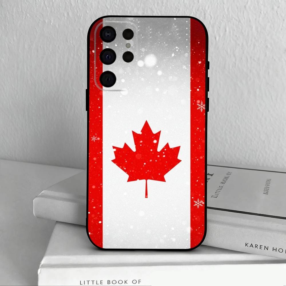 C-Canadian Flag Wallpaper  Phone Case For Samsung S25,S24,S21,S22,S23,S30,Ultra,S20,Plus,Others Soft Black Case