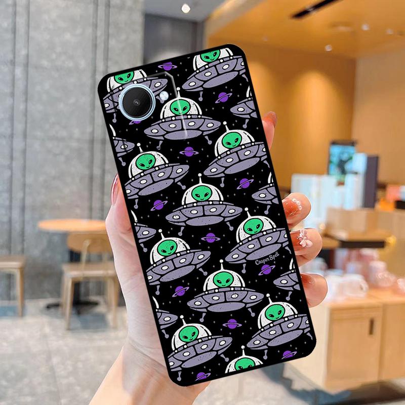 Aesthetics Cute Cartoon Alien Case For Realme C55 C33 C31 C35 C30 C11 C15 C25s C21Y GT Neo 5 3T 2T 8 9 10 11 Pro Plus