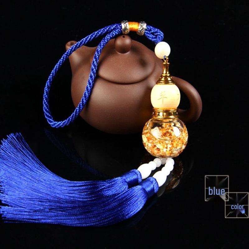 Luxury Gold Foil Gourd Crystal Car Ornament Pendant Amulet