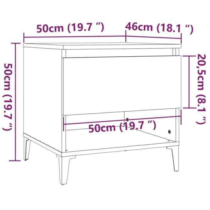 VidaXL Table d'appoint Chêne marron 50x46x50 cm Bois d'ingénierie 819562