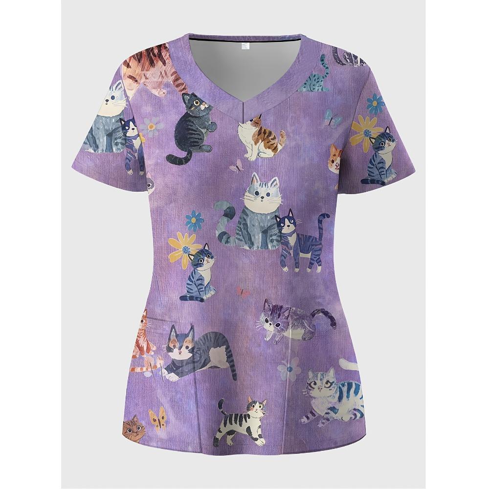 Hospital Clinical Uniform Woman Dental Scrub Clinical Nursing Short Sleeve Shirt Nurse Work Uniform Top Pediatric Health Clothin