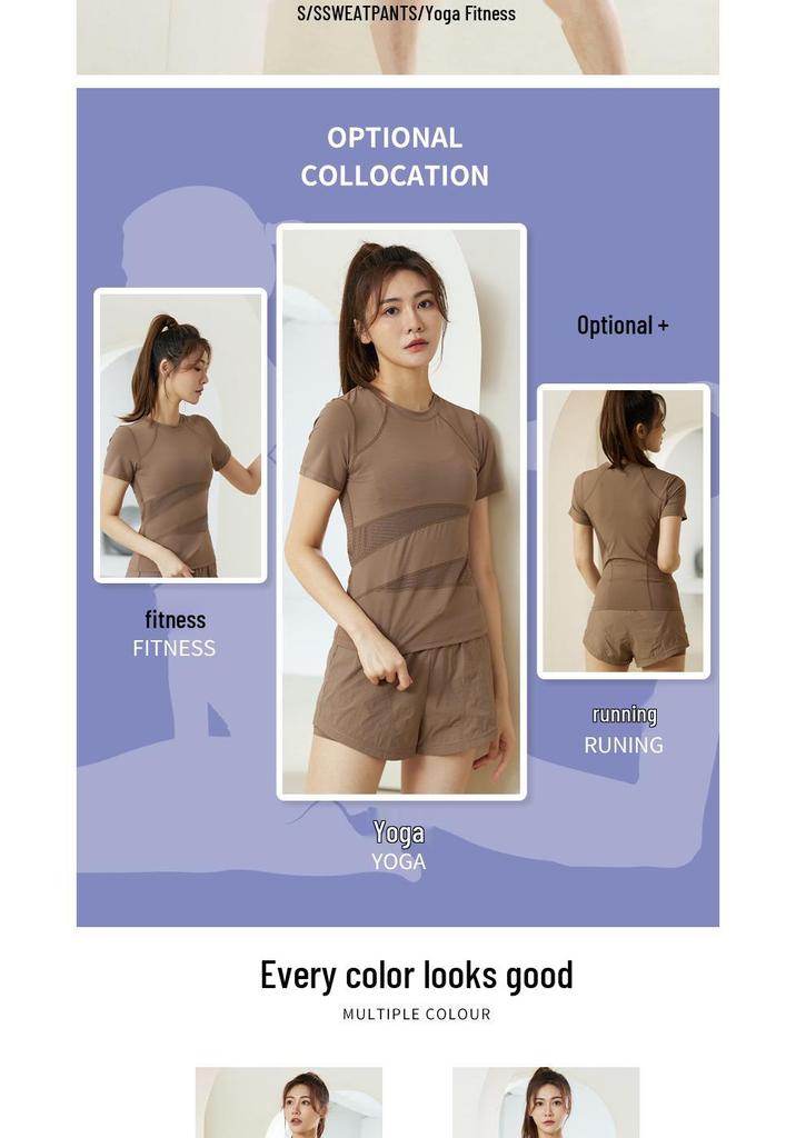 2023 Women's Quick-Dry Sports Set: Round Neck, Breathable Running & Yoga Pants for Summer