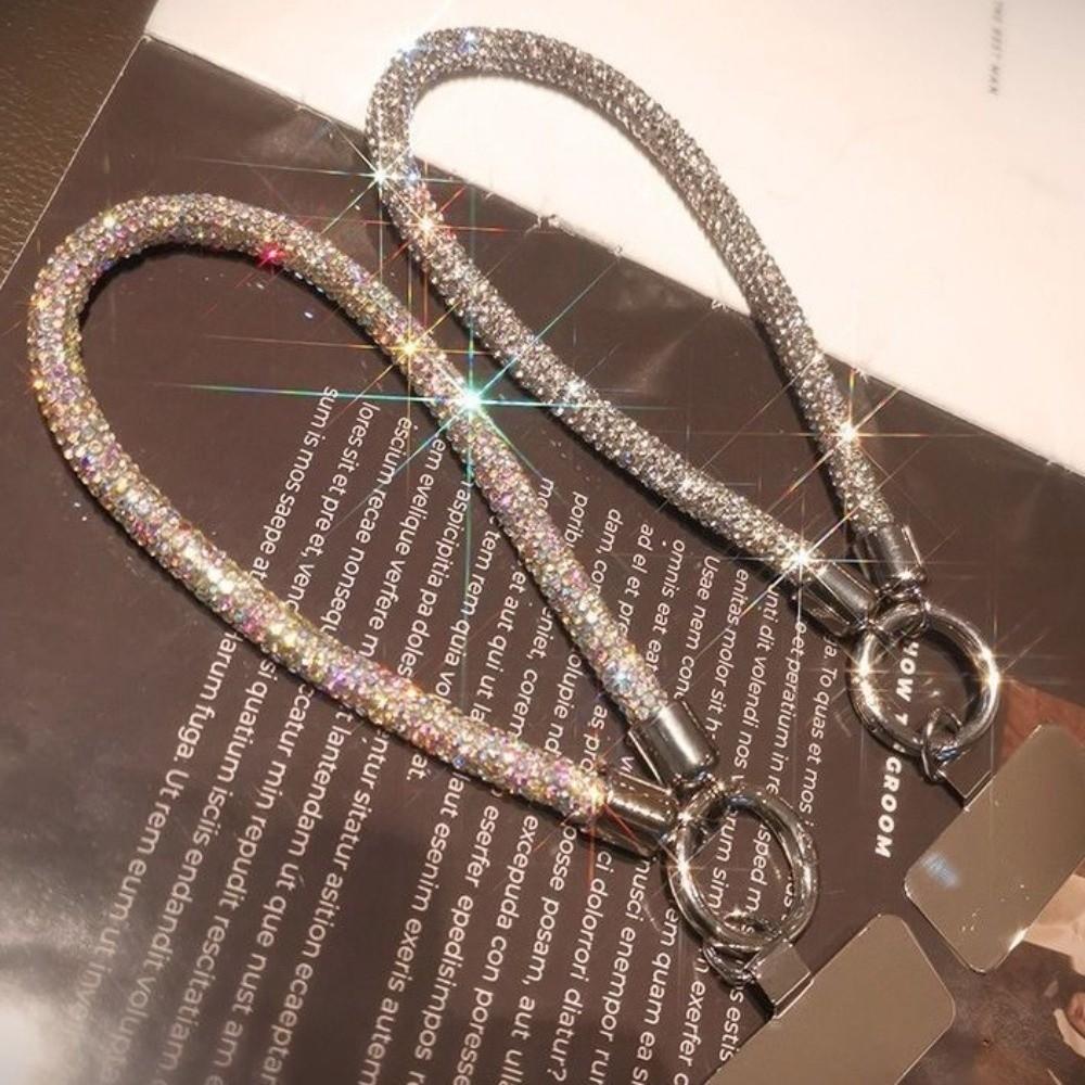 Diamond Luxury Phone Lanyard Metal Clip Bold Rhinestone Full Diamond Lanyard Short Pendant Sturdy Design Universal Phone Lanyard