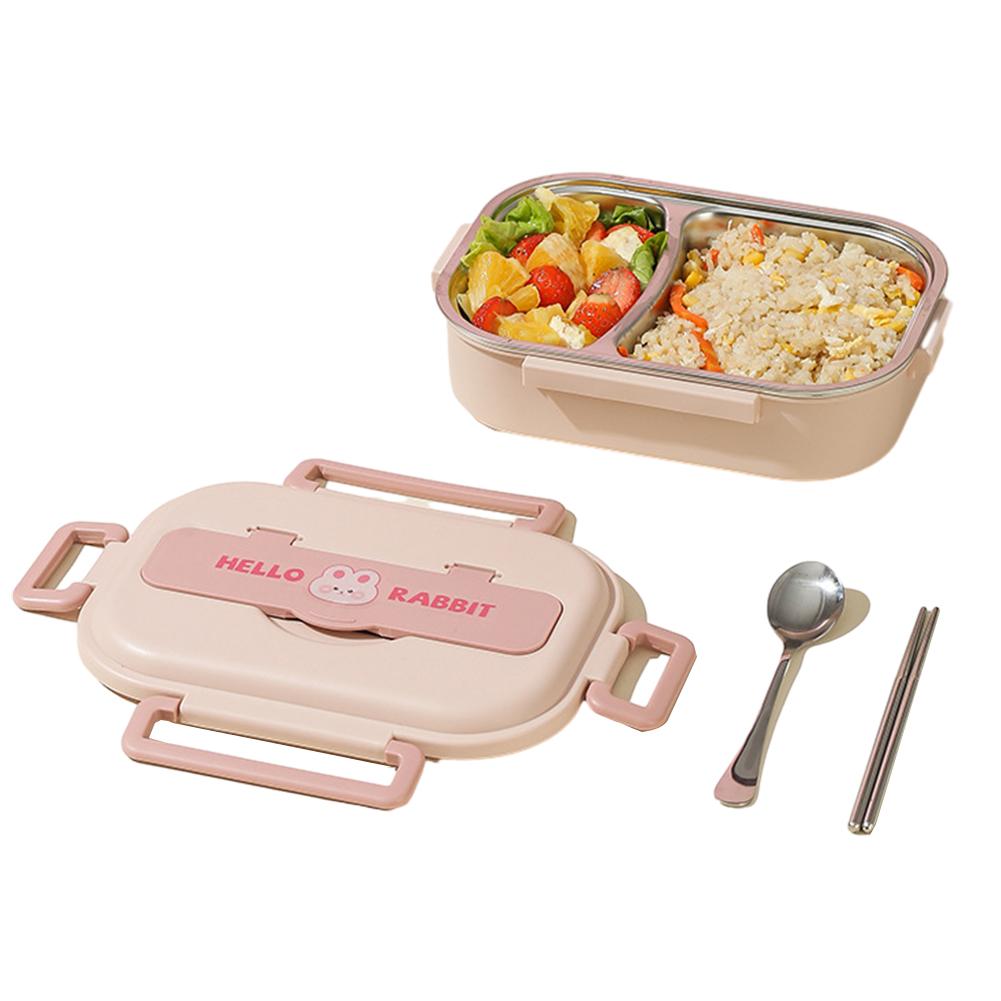 Edelstahl Bento Box Mikrowellengeeignet 850/1500ml Auslaufsicher Versiegelter Lebensmittelbehälter Leicht zu Reinigen Hase 2/4/5 Fächer für Mittagessen