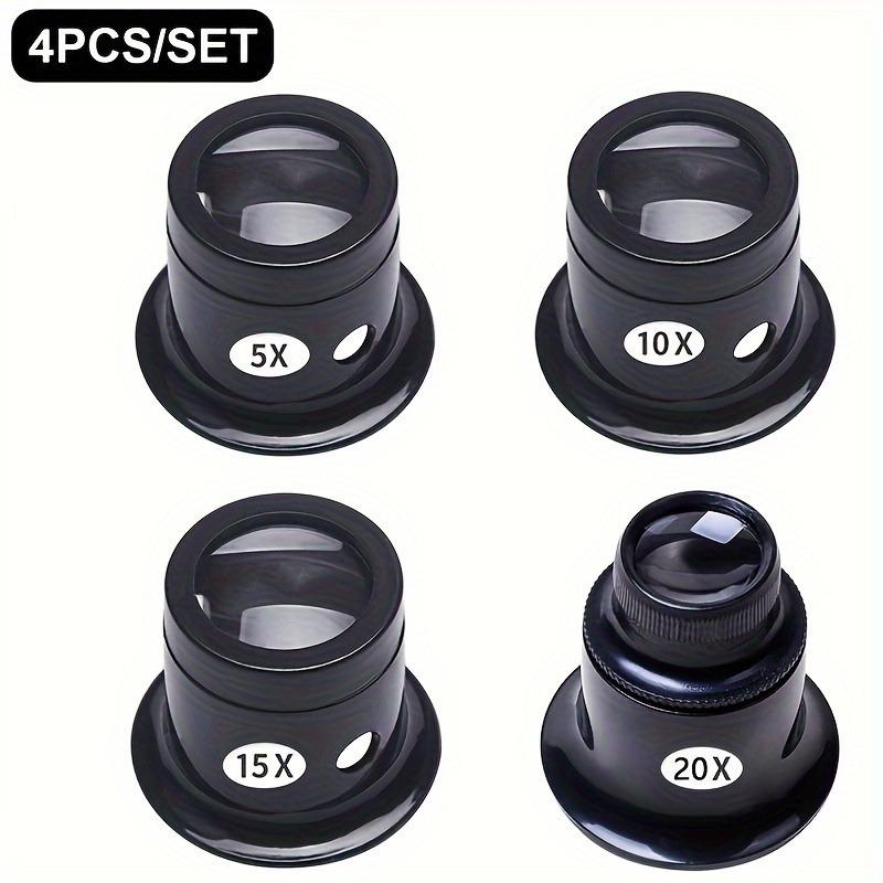 4pcs/set Eye Loupe Magnifiers 5x/10x/15x/20x Watch Repair Tool Kit Jewelry Loupe Magnifier Magnifying Glass Watchmaker Tools