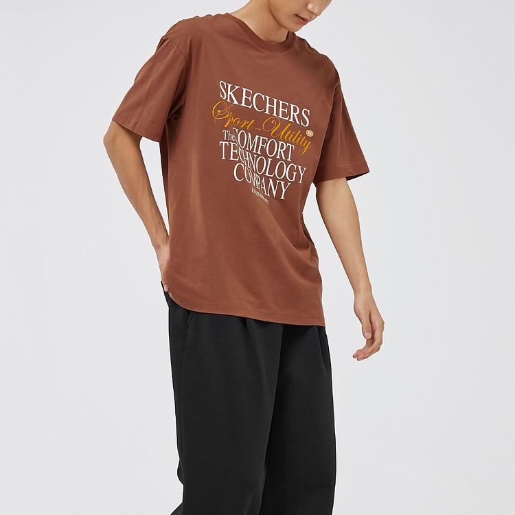 Skechers Sport Utility Round Neck Loose Breathable Short Sleeve T-Shirt Unisex Tops Imperial-Jade Brown L324U028-046K