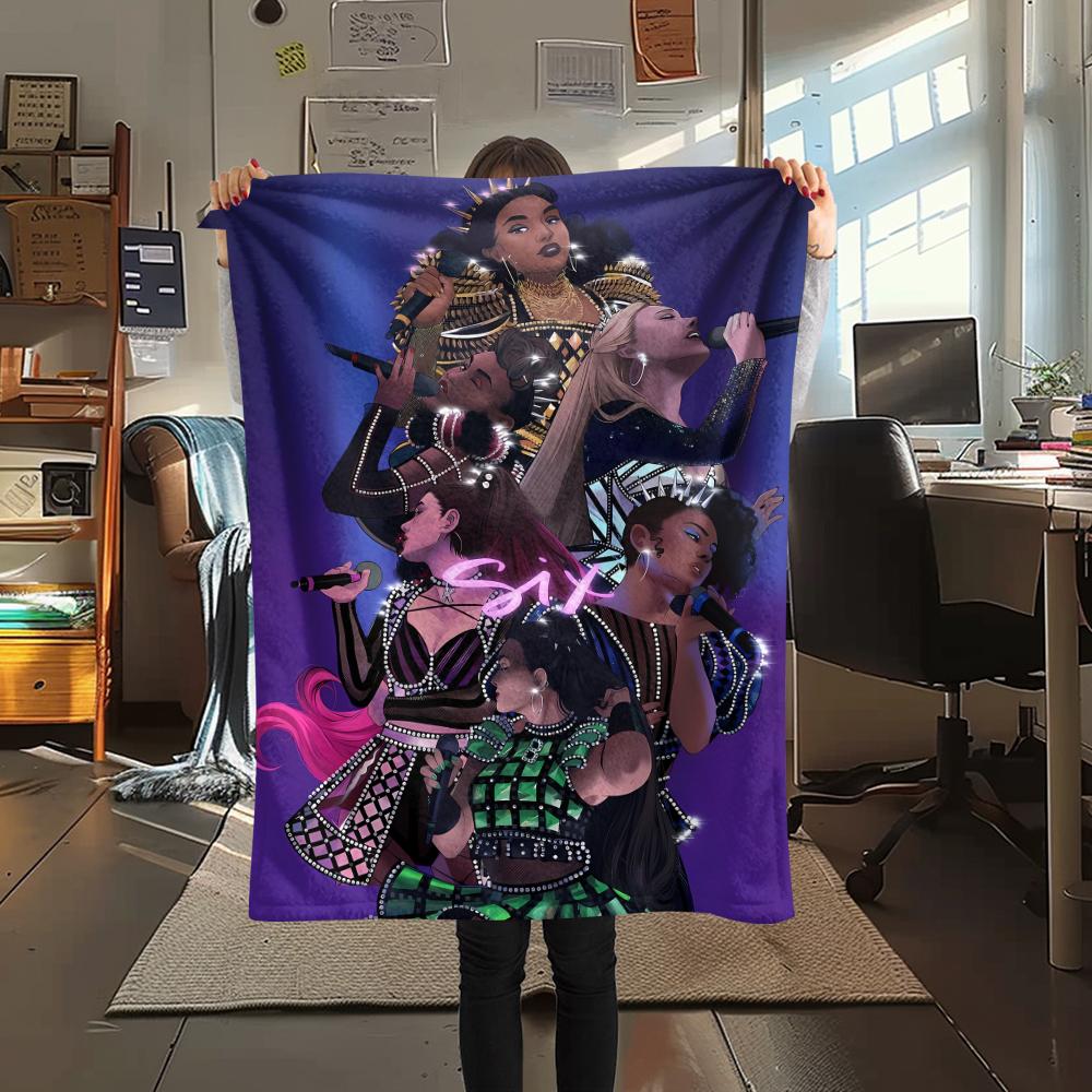 1PC SIX Print Flannel Blanket, High quality All Seasons, Home Decor, Warmth and Comfort, Perfect for Christmas Gifts