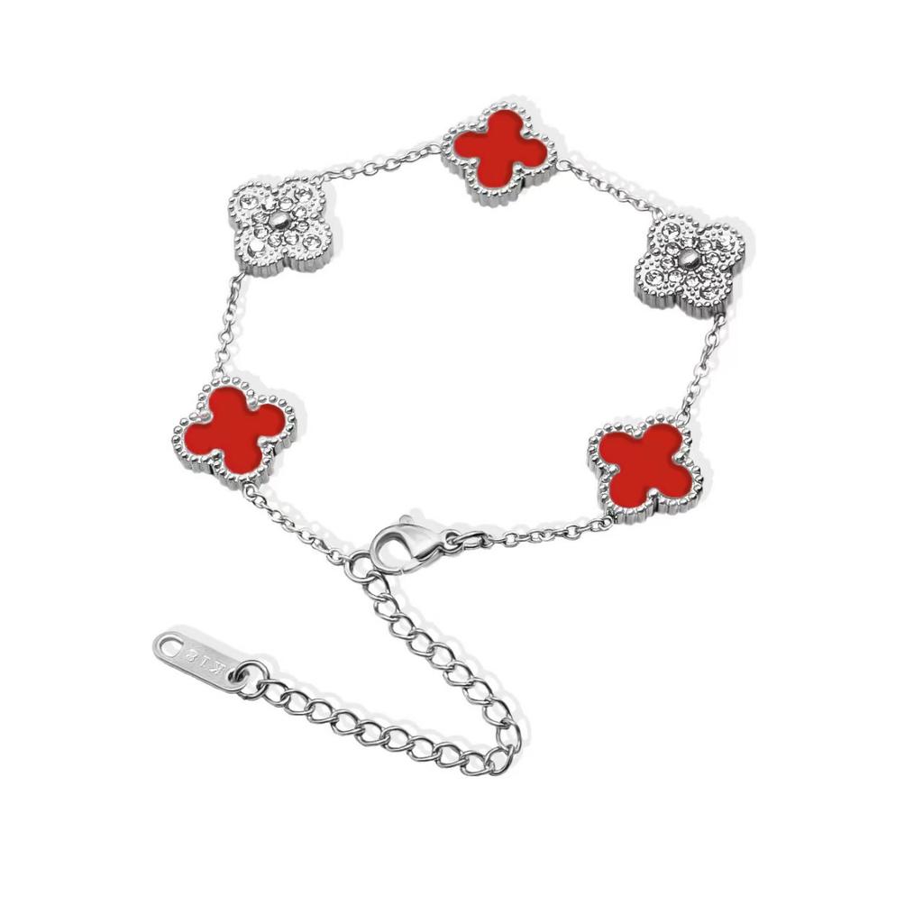 Bracciale quadrifoglio 13mm lusso leggero bracciale double-face 18K acciaio al titanio catena non scolorisce