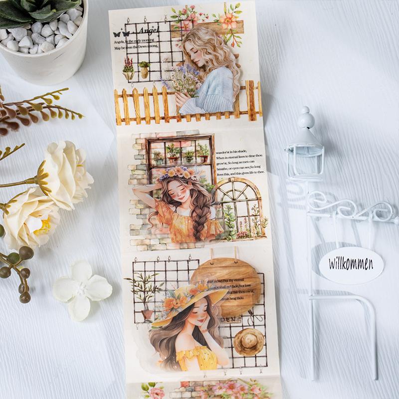 2Rolls/bag Tape Flower Garden Secret Realm Series Exquisite and Vine Fence Theme PET Stickers DIY Scrapbook Supplies Decoration