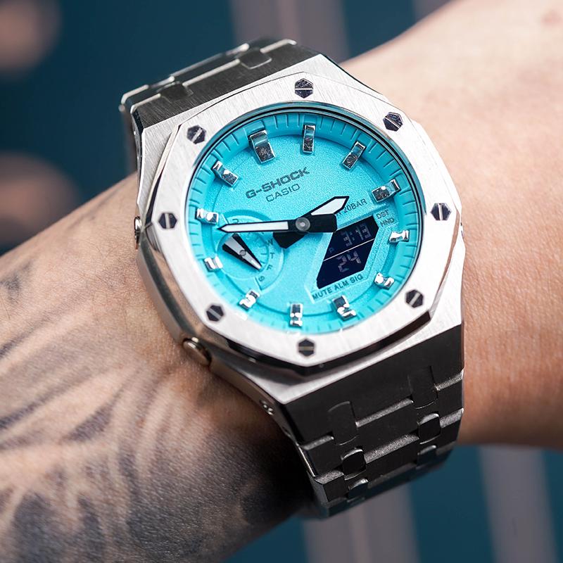 CASIO Unisex Liquid Crystal/Analog Dual Display Series Blue Watch GA-2100SKE-7A
