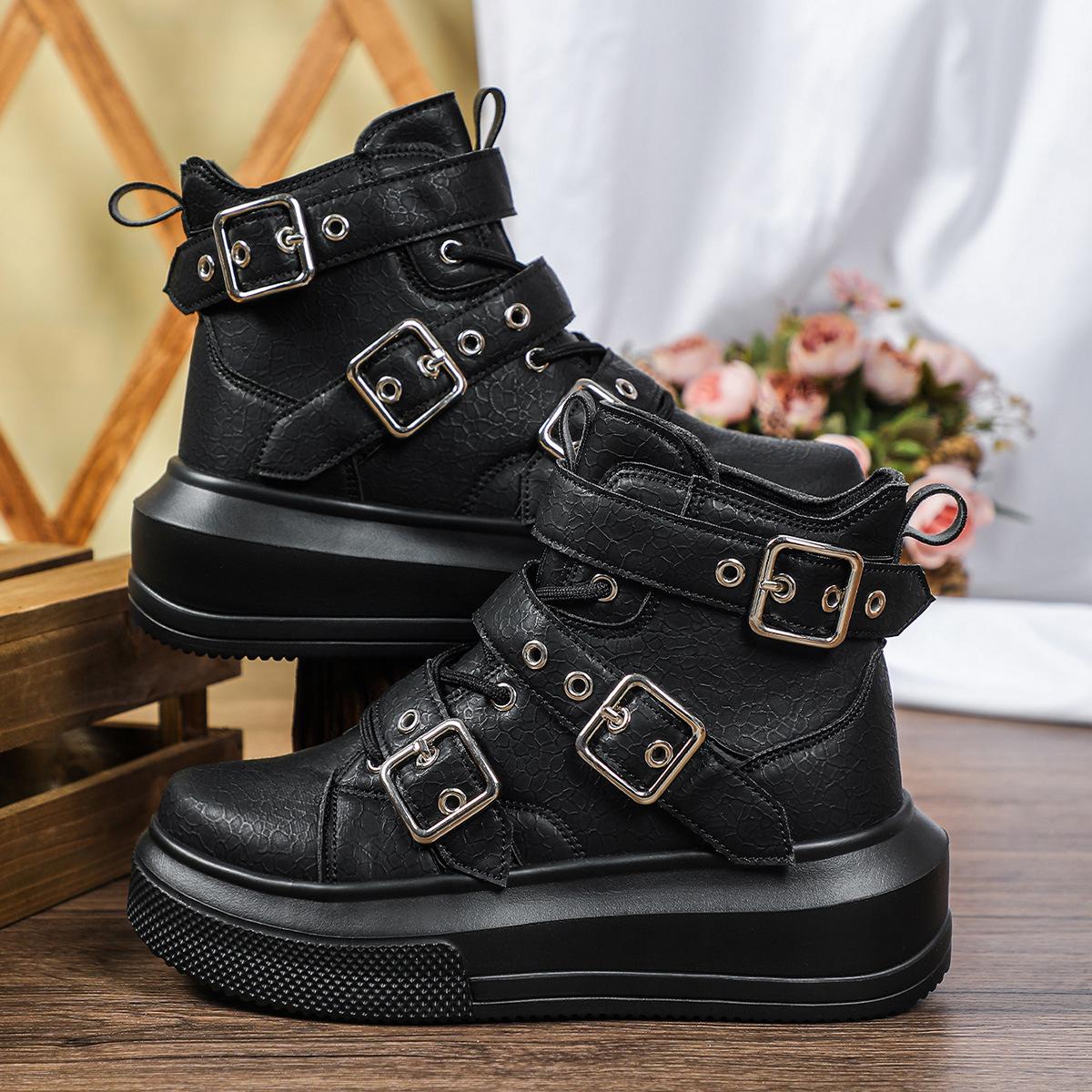 Martin boots British style 22 autumn new single shoes couple short boots platform lace-up casual shoes 35