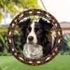 2D Flat Acrylic Border Collie Stained Glass Style Sun Catcher,Round Acrylic Window Hanging Decoration, Animal Theme, Home Decor for Living Room Office