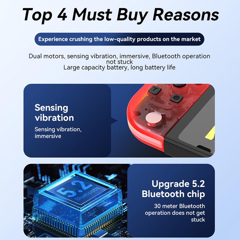 Joypad para interruptor RGB luz de despertar vibração brilho controlador esquerda e direita bluetooth-compatível gamepad para